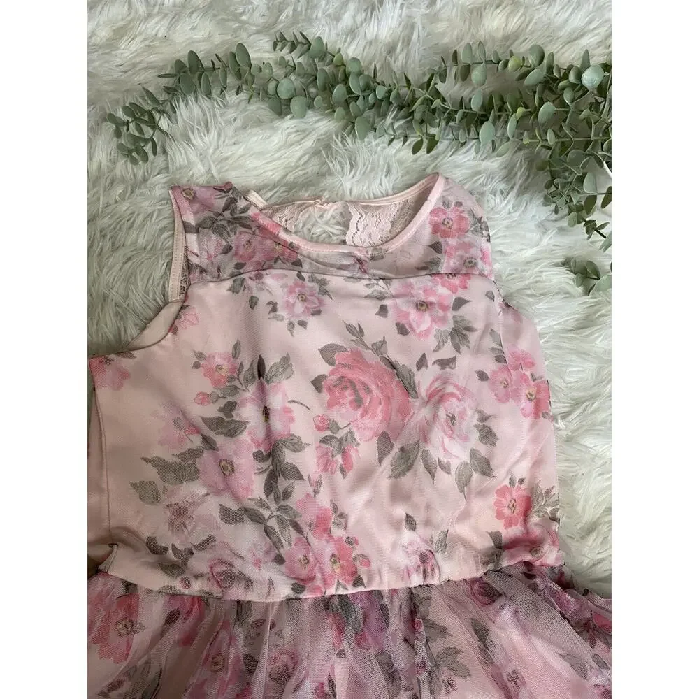 New Zenzi Girls' Pink Sleeveless Pink Floral Dress w/ Lace Detail Size XXL 18